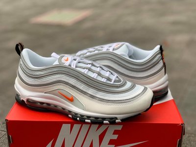 NIKE AIR MAX 97 白色 白橘 灰白銀 橘勾 白彈 銀彈 反光 氣墊 休閒 BQ4567-100