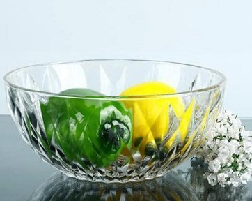 【熱賣精選】大款 9吋  創意碗鑽石碗大號透明無鉛餐具水晶涼拌盤米飯水果沙拉玻璃碗