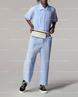 (正品) HOMME PLISSE淡藍色短袖連身褲 連身服  3號 ISSEY MIYAKE 三宅一生 專櫃正品