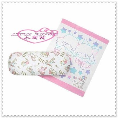 ♥ 小花花日本精品♥ Hello Kitty 雙星子 眼鏡收納盒 附眼鏡布 拭鏡布 滿滿獨角獸