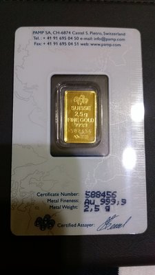 瑞士 PAMP 財富女神卡片式黃金條塊 2.5 公克(金幣金條金塊)~~全新未拆封~~含保證書