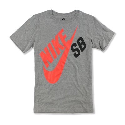 美國百分百【全新真品】Nike SB T恤 大logo 短袖 T-shirt 運動休閒 灰色 S號 G724