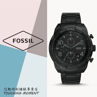 《聊聊享優惠》FOSSIL 紳士造型 全黑鋼 輕薄超大錶徑 三眼計時錶 FS5712