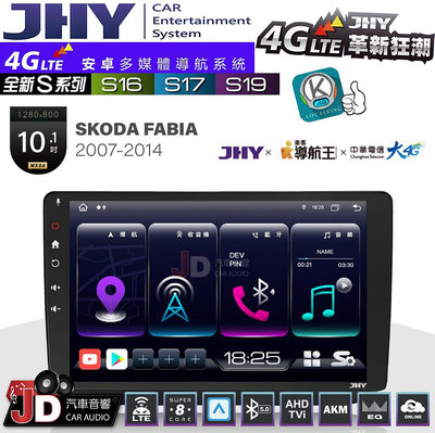 【JD汽車音響】JHY S系列 S16、S17、S19 SKODA FABIA 2007~2014 10.1吋 安卓主機