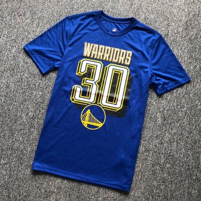 NBAT恤職籃球星史蒂芬·柯瑞(Stephen Curry)  金州勇士隊 籃球運動T恤 藍色大號碼LOGO款式 正版
