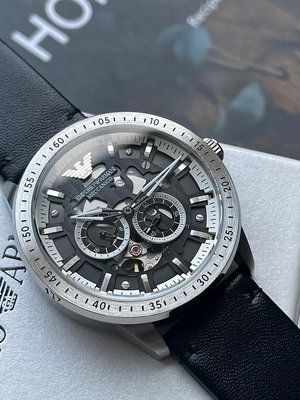 ＂手錶＂Armani阿瑪尼全自動鏤空綠水鬼機械腕表商務皮帶男士手表AR60051