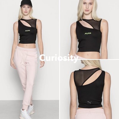 【Curiosity】PUMA 不對稱透紗網布設計短版背心上衣 黑色 歐規XS / 歐規S $1580↘$1099免運