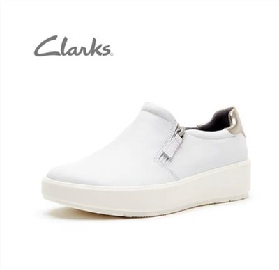 100原廠％Clarks女鞋秋季休閑小白鞋時尚一腳蹬厚底坡跟單鞋女