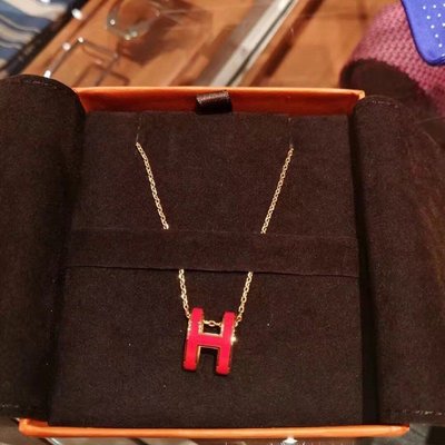 【二手】Hermes POP H 橘紅拼金色 新款軟鍊項鍊