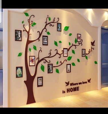 創意3D水晶立體壁貼壓克力照片樹沙發客廳電視背景牆臥室家居飾品