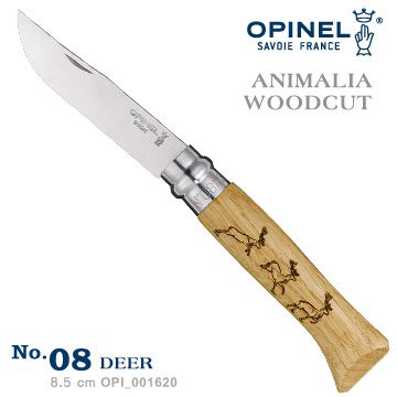 丹大戶外【OPINEL】ANIMALIA - WOODCUT 法國刀動物圖騰-鹿 No.08 001620