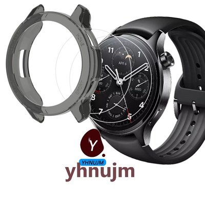 XIAOMI MI 錶殼 TPU 軟防震套小米 Mi 手錶 S1 Pro 智能手錶膜玻璃保護框小米手錶S1 Pro保護殼