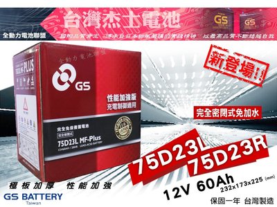 全動力-GS 統力 全新 免加水 電池 75D23L 75D23R (60Ah) 豐田 LEXUS LX470適用