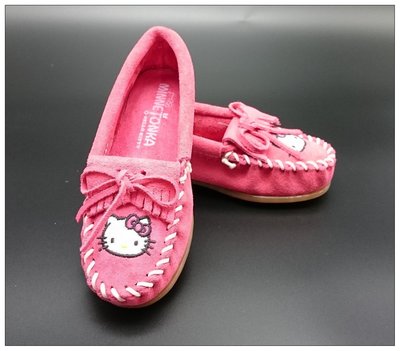 【雍容華貴】免運~MINNETONKA KITTY聯名限量款 粉色 莫卡辛 唐卡鞋/麂皮鞋,size10=16.7CM
