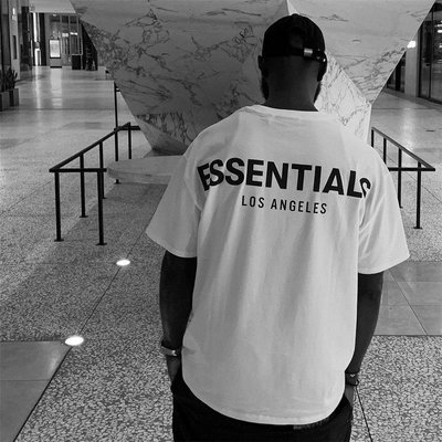 【熱賣精選】fog復線潮牌essentials夏季休閑洛杉磯限定3M字母反光印花短袖T恤