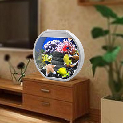 專場:魚缸小型客廳家用桌面圓形玻璃生態懶人造景水族箱創意金魚缸