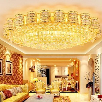 家用客廳水晶燈圓形大氣歐式大廳吸頂燈餐廳臥室燈1米1.2米1.5米