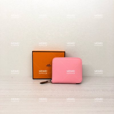 30年老店 預購 愛馬仕 HERMES silk in 粉色 絲巾 拉鍊 短夾 皮夾