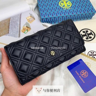 現貨 美國代購Tory Burch 皮夾 長夾 TB錢夾 菱格 真皮錢包 多卡位鈔票夾 手拿包 翻蓋女生長款錢包 附購證