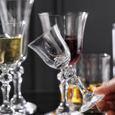 酒杯KrosnoKrista玻璃復古花紋酒具葡萄酒杯烈酒杯香檳杯威士忌杯套裝