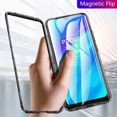 【單面玻璃】OPPO Realme 3 Pro Realme3Pro 手機殼 鋼化玻璃+金屬框架 全包邊 磁性防震萬磁王-337221106