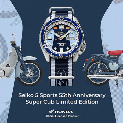 【SEIKO 精工】限量 5 Sports Honda本田小狼聯名 SRPK37K1 機械錶 4R36-15A0B 藍