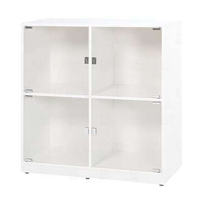 【優比傢俱生活館】20 環保塑鋼系列-白色透明壓克力門2.8尺四格/4格展示櫃/書櫃/置物櫃/收納櫃 GT190-04