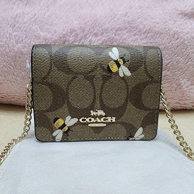 【COACH】 Mini 卡夾零錢包 鍊帶包 / 蜜蜂款