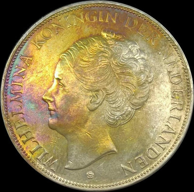 威廉明娜 1939年 荷蘭 2.5盾 銀幣【店主收藏】27499