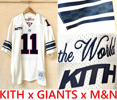 BLACK全新KITH x Mitchell &amp; Ness x NFL紐約巨人隊Giants球員版M&amp;N球衣短T