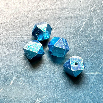 海水藍色-天鐵/鎳鐵/M鐵瑞典鎳鐵隕石6-8mm+(通孔)八菱 ღ手鍊項鍊+自加購萬能鍊+玫瑰金/金/銀/藍/天鐵
