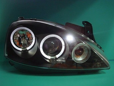 》傑暘國際車身部品《 全新高品質OPEL CORSA C 99年款光圈魚眼黑框.晶鑽大燈特價