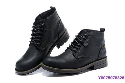 CAT卡特 男鞋 時尚潮流 牛仔靴 復古高幫工裝靴 透氣舒適 防滑耐磨 黑色