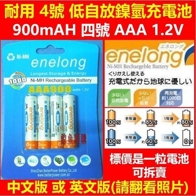 (現貨)倍特力 BPI enelong 4號低自放鎳氫充電電池 中文或英文版 AAA 900mAH趕超eneloop