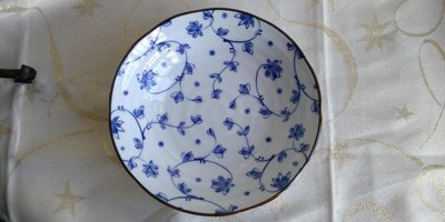 全新 日本 有古窯 灰藍色花  瓷盤 圓盤 高温瓷