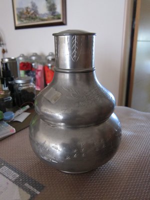 (密合度絕佳)早期手工雕刻純錫茶葉罐。茶入。茶倉 龍文堂 乾茂號