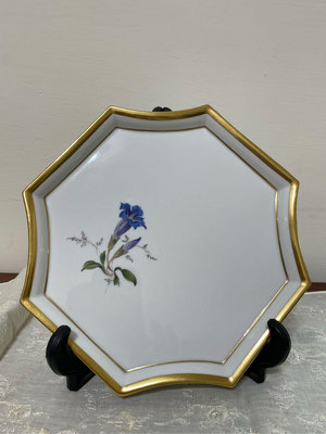 Meissen 麥森 一級品 八角盤 約22公分 花卉 厚金 少見 茶盤 點心盤 托盤 飾盤都可以
