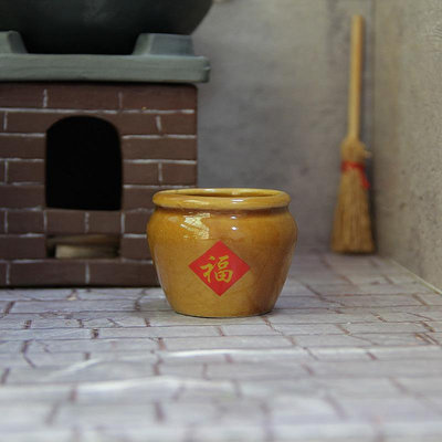 袖珍物語 迷你陶瓷缸 小小廚房 水缸 米缸 寵物鳥食盒食杯 過家家