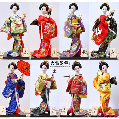 日本裝飾 特價12寸日本人偶日式和服娃娃木偶人形藝妓裝飾擺件家居工藝品 日料店鋪裝飾品AO