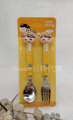 現貨 韓國製 LILFANT 屁屁偵探 兒童餐具 湯匙 叉子 餐具 餐具組 不鏽鋼 公仔餐具