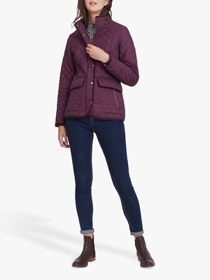 Miolla 英國品牌Joules 軍綠/深紫色菱格紋花朵內裏立領修身英倫風保暖外套