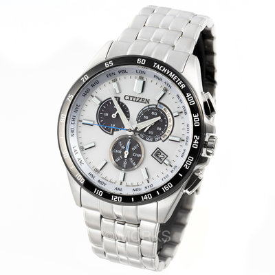 CITIZEN CB5874-90A 星辰錶 手錶 44mm 電波錶 光動能 熊貓面 鋼錶帶 男錶女錶