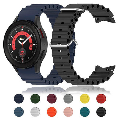 熱銷 無縫隙海洋矽膠錶帶 適用於三星 Galaxy Watch 5 pro運動硅膠錶帶 Watch4 Classic替換