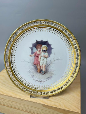 Minton明頓 19世紀手繪兒童系列鏤空賞盤-06