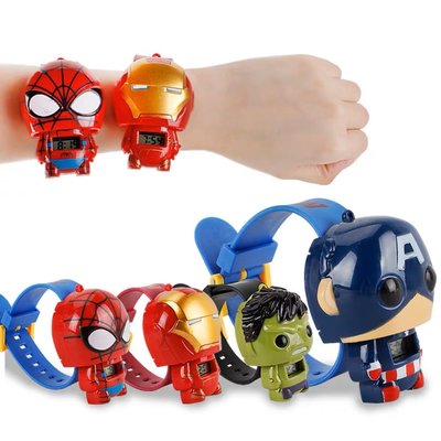 兒童手錶復仇者聯盟鋼鐵俠綠巨人腕表蜘蛛俠美國隊長模型數電子錶