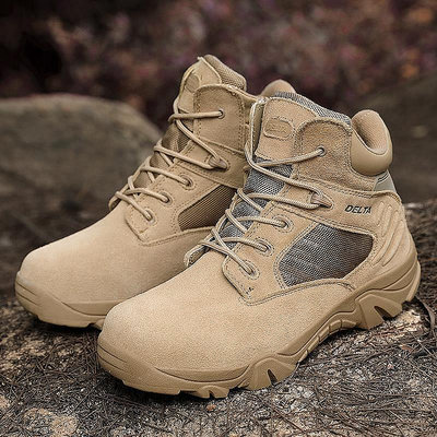 軍用男靴、戶外沙漠戰鬥靴、防滑雪地靴、防水戰術靴、平台踝靴