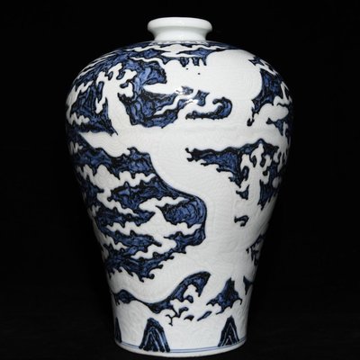 明宣德青花留白龍鳳紋梅瓶，高40.5cm直徑29cm，編號15 瓷器 古瓷 古瓷器