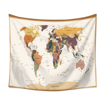 北歐家裝 歐式世界地圖ins掛布背景布臥室客廳裝飾自拍牆壁毯桌布掛毯