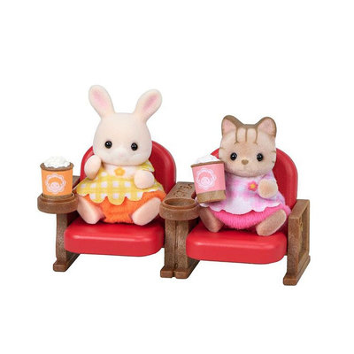 【3C小苑】EP15852 正版 日本 森林家族 電影院嬰兒組南瑪格麗特兔&條紋貓人偶 有點數 家家酒 玩具 生日禮物