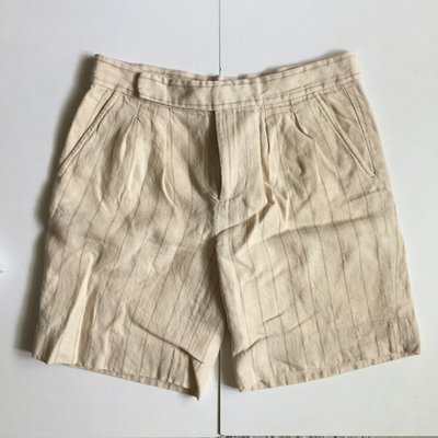 Ralph Lauren 日本購入 米色 條紋 海軍 學院 寬條 復古 古著 polo 麻短褲 棉麻